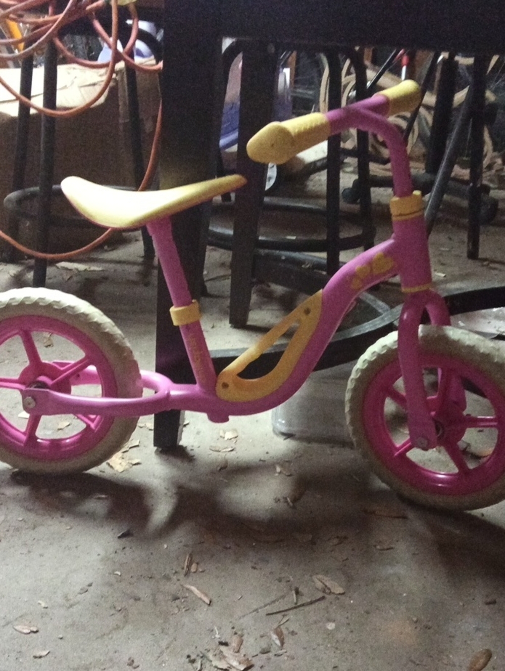 Kids Pink and Yellow Balance Bike - Lightweight Toddler Ride-On